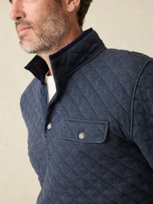 Epic Quilted Fleece Pullover - Navy Melange
