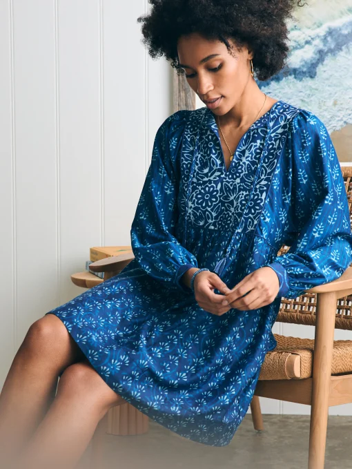 Silk Blend Solstice Mini Dress - Sunburst Mix Print